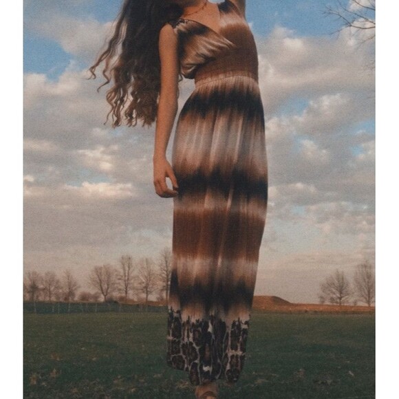 Women’s Romantic Sini Brown Maxi Dress Size M - Picture 2 of 7